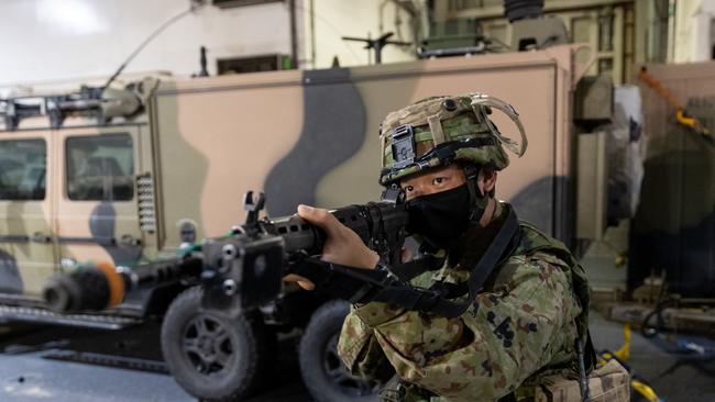 Ground combat personnel from the Japan Self-Defence Force conduct wet and dry environmental rehearsal training during exercise Talisman Sabre in July 2021. Picture: Supplied