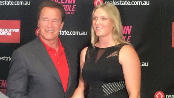 Danielle Whittaker pictured with actor Arnold Schwarzenegger in 2015. Picture: Facebook