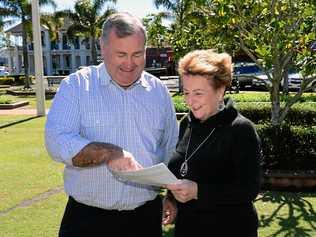 Mayor Jack Dempsey and Burnett Mary Regional Council CEO Sheila Charlesworth. Picture: Mike Knott BUN120819CREEK1