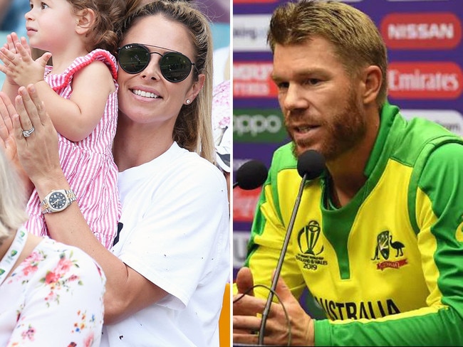 David Warner has paid tribute to his wife Candice for helping keep his Australian career on track. Picture: