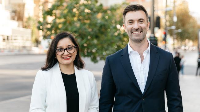 SA MLC Robert Simms, right with Greens upper house candidate Yesha Joshi.