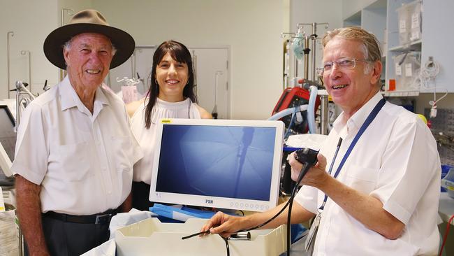 The Catalano Family Foundation donated $55,000 to the Far North Queensland Hospital Foundation to purchase new imaging equipment for the Cairns Hospital intensive care unit. Salvatore Catalano and Leanne Sultana from the Catalano Family Foundation and Cairns Hospital ICU director Drew Wenck with the new scope purchased by the foundation. Picture: Brendan Radke