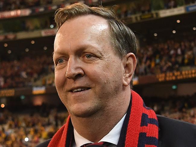 Chairman of the Demons Glen Bartlett is seen after the First Semi Final between the Hawthorn Hawks and the Melbourne Demons in Week 2 of the AFL Finals Series at the MCG in Melbourne, Friday, September 14, 2018. (AAP Image/Julian Smith) NO ARCHIVING, EDITORIAL USE ONLY