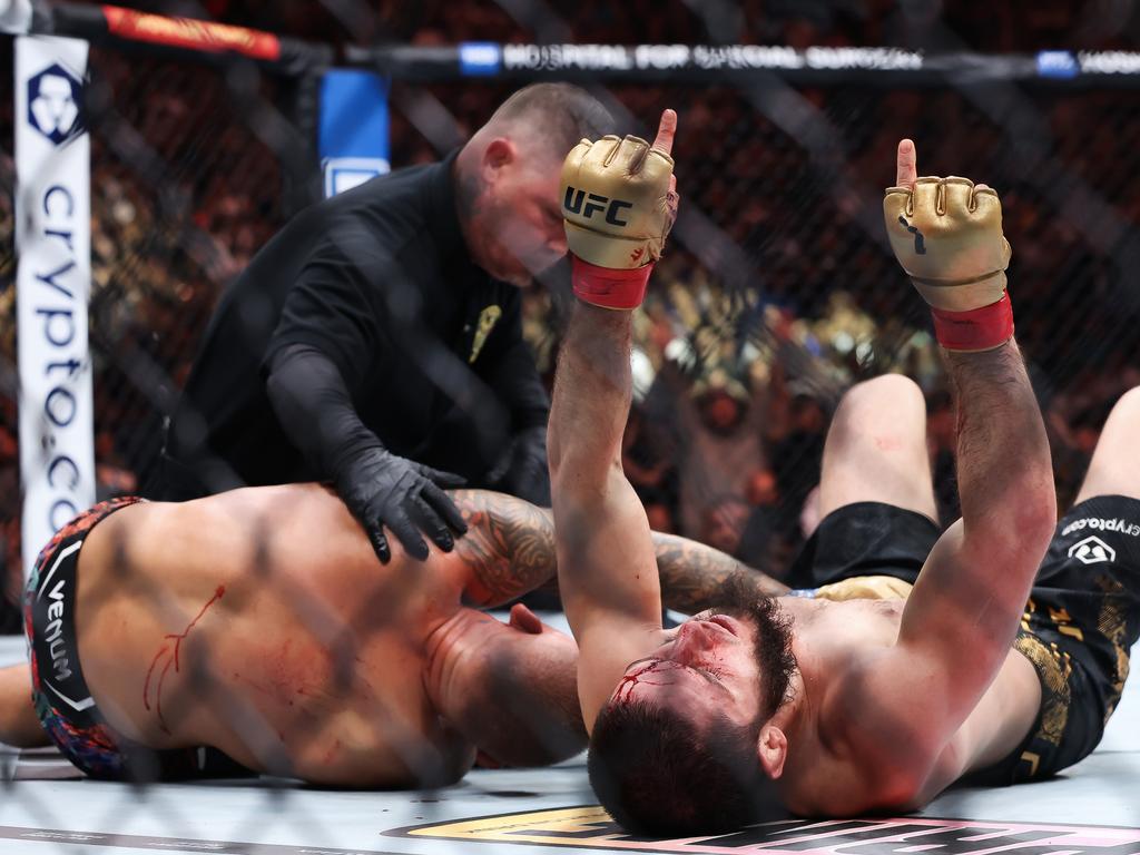 Makhachev eventually got the job done. (Photo by Luke Hales/Getty Images)