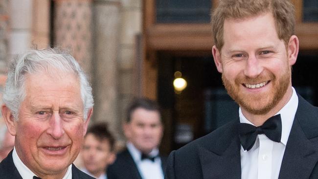 LONDON, ENGLAND - APRIL 04: Prince Charles, Prince of Wales and Prince Harry, Duke of Sussex attend the "Our Planet" global premiere  at Natural History Museum on April 04, 2019 in London, England. (Photo by Samir Hussein/Samir Hussein/WireImage)