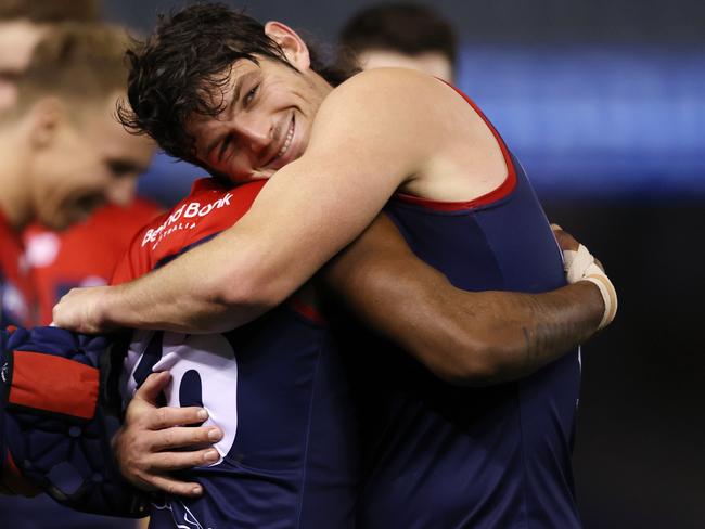 Angus Brayshaw says he’s loving life at the Demons. Picture: Michael Klein