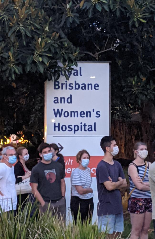 Massive lines at the Royal Brisbane and Children's Hospital to get tested for COVID-19.