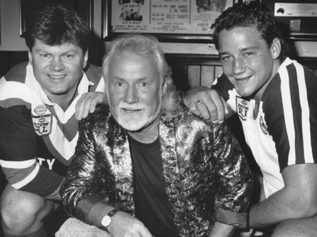 Revell (centre) with NRL legends Paul Vautin (left) and Mark Geyer