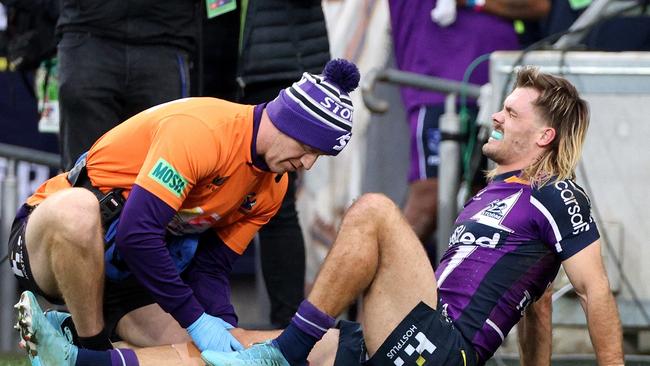 Ryan Papenhuyzen hasn’t fully recovered from his injury. Picture: NRL Imagery/Hamish Blair