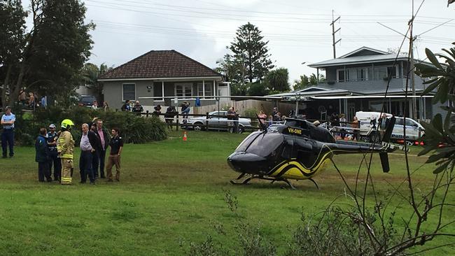 A helicopter had to perform an emergency landing in Central Ave Avalon. Picture: Nathan Sheppeard.