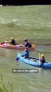 Chilling detail spotted as family go canoeing