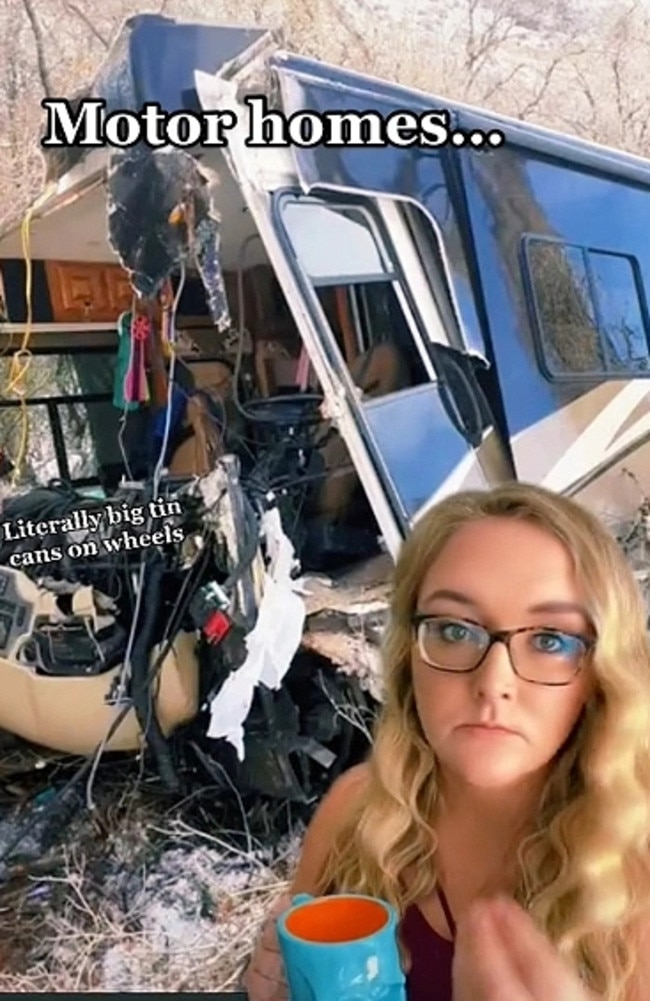 She shared pictures of motorhome crashes. Picture: TikTok