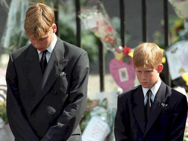 Prince William and Prince Harry at their mother’s funeral service. Picture: AFP