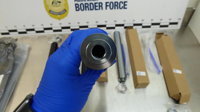 Australian Border Force seized firearm suppressors from a property in Humpty Doo. Picture: Supplied.