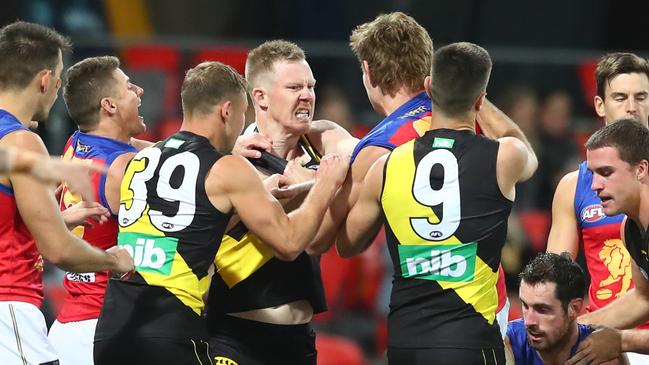 Expect fireworks when the likes of competitive beasts Jack Riewoldt and Harris Andrews are involved. Picture: Getty Images