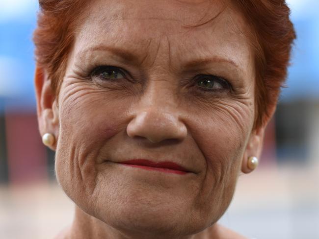 Pauline Hanson’s support has plunged since One Nation officials were caught on camera seeking donations from the US gun lobby. Picture: Tricia Watkinson