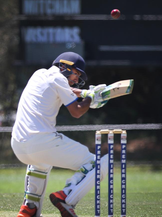 Sturt's Brinder Phagura ducks under a ball while batting in a grade cricket match. Picture: AAP/Dean Martin