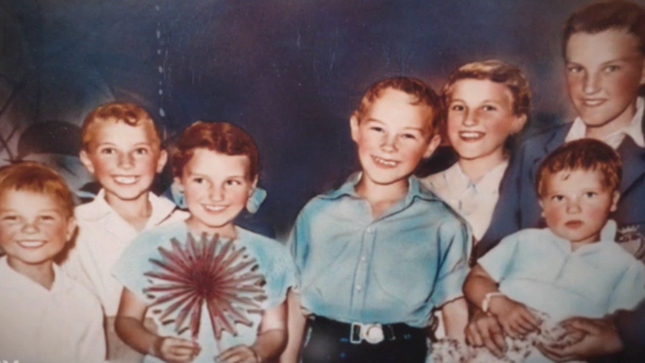 Ivan Milat (centre in blue shirt) with siblings (from left) Michael, William, Shirley, Mary and Alex holding baby Walter.