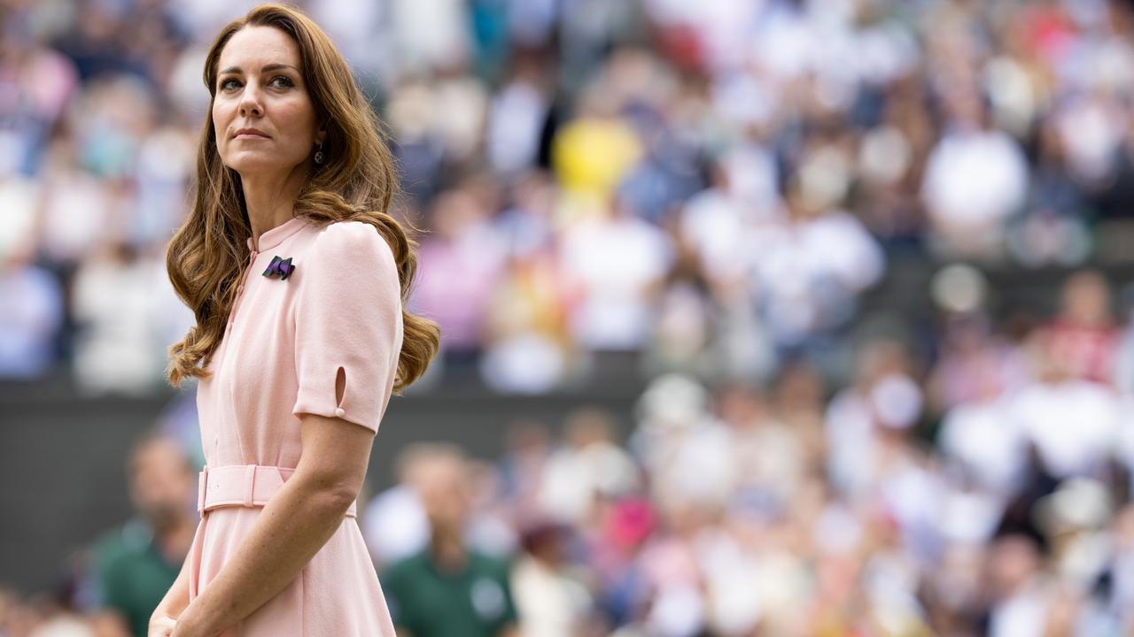 he Duchess of Cambridge at the Men's trophy ceremony after the Singles Final at Wimbledon in 2021. Picture: Simon Bruty/Anychance/Getty Images