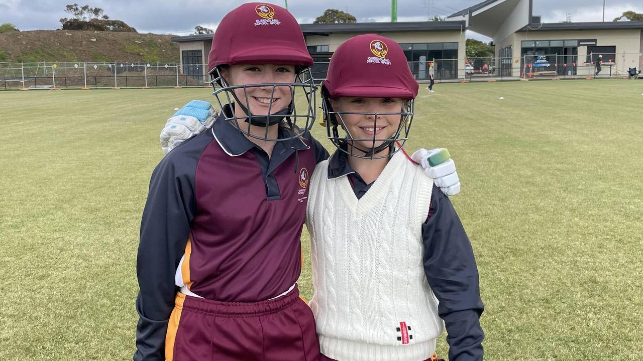 Charlotte Rafton and Lucy Logan prepare to open for Queensland. Picture: Shane Jones.