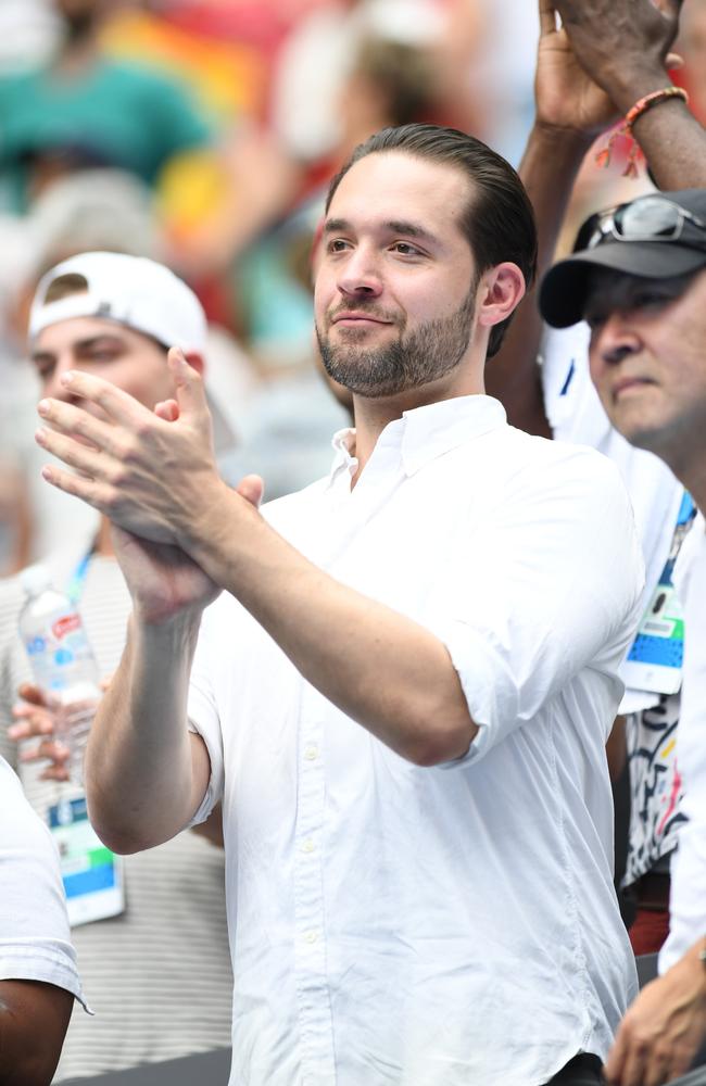 Reddit co-founder Alexis Ohanian watches his fiancee Serena Williams play at the Australian Open. Picture: Julian Smith/AAP