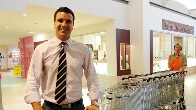 The-then Shop Distributive and Allied Employees’ Association (SDA) South Australian and Northern Territory branch secretary Peter Malinauskas in 2010 outside Woolworths supermarket at Mitcham Square Shopping Centre.