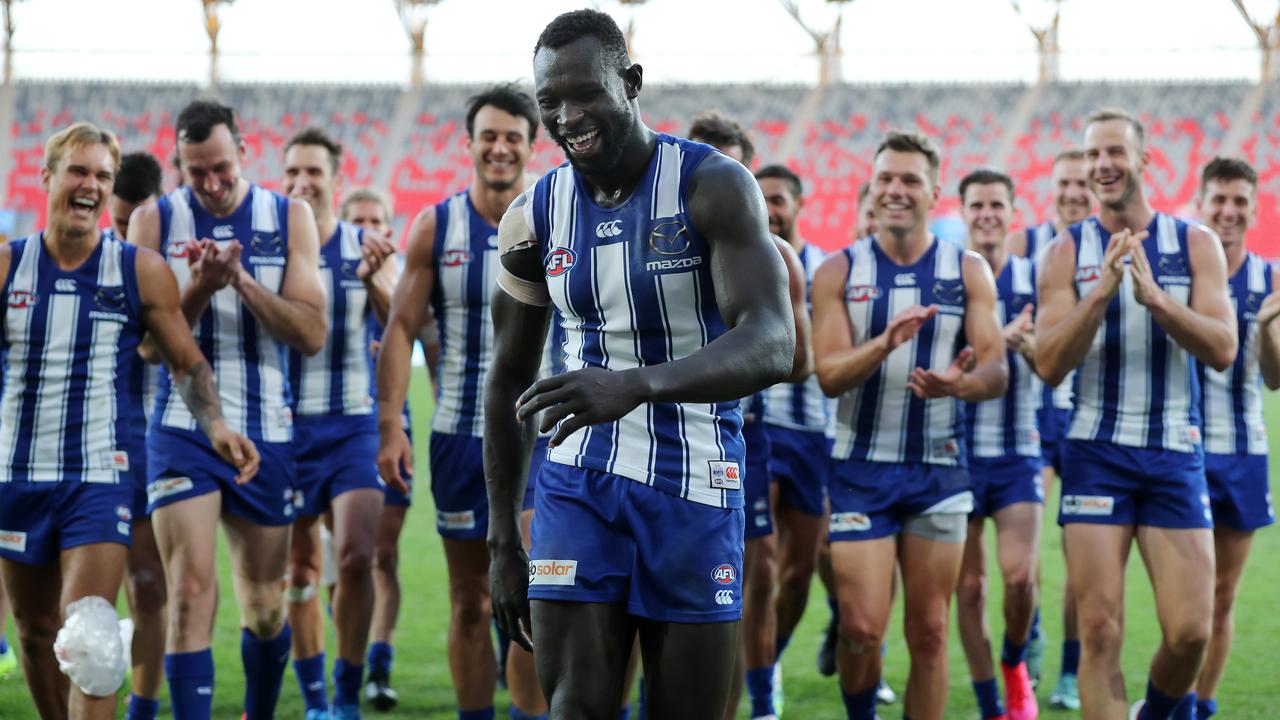 Majak Daw is one of 11 players that won’t play for North Melbourne next year (Pic: Michael Klein).