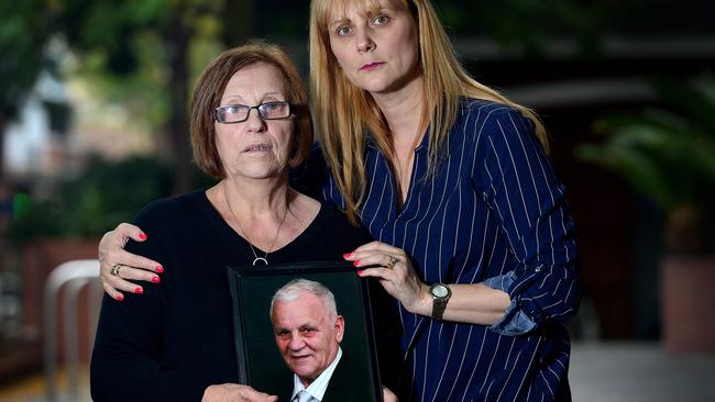 Rina Serpo and daughter Alma Krecu with a photo of Ermanno Serpo, who was a resident at the Oakden mental health facility. Picture: Bianca De Marchi