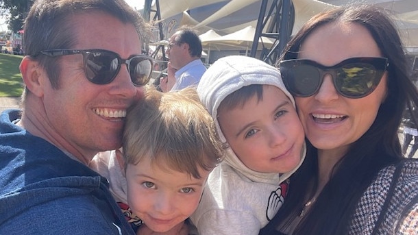 Lee Whitehorn with wife Laura and kids Jack (4) and Max (6) Picture: Supplied