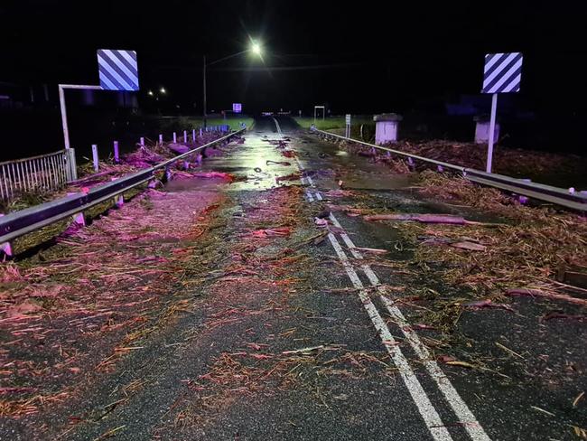 NSW SES Inverell posted this photo showing the bridge strewn with debris at 4am Wednesday, March 24, 2021. Picture: NSW SES Inverell Unit