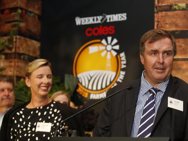 Farmer of the Year presentation, RACV Club, Melbourne, Sheep and overall winner Tom & Phoebe Bull, Picture Yuri Kouzmin