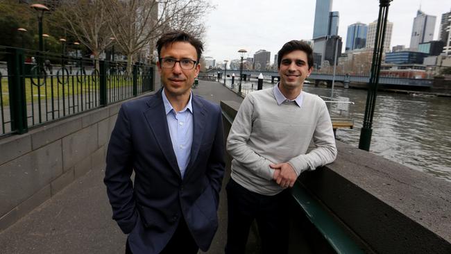Anthony Eisen and Nick Molnar from technology company Afterpay. They have a ‘flawless history of execution’. Picture: David Geraghty
