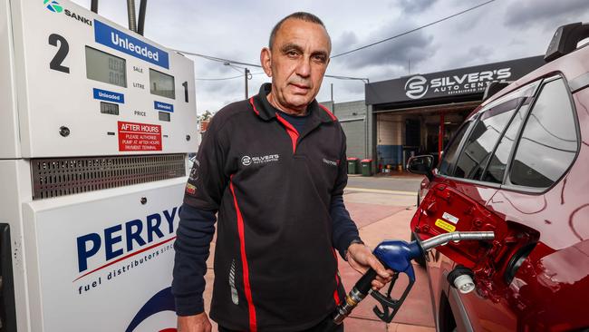 Silver’s Auto Centre owner Jimmy Rugari in Gilbert St which is the only station in the CBD where attendants still fill petrol tanks, check tyres and wash windscreens. Picture: Russell Millard Photography