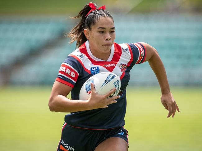 Tyra Ekepati came up with a crucial try for the Roosters. Picture: Julian Andrews