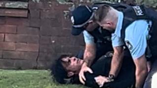 Police arrest Brendon Brooks at Morpeth on May 3. Picture: Supplied