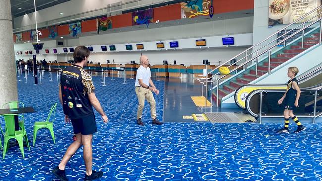 The carpet is set to be removed from the terminal within weeks and repurposed at the North Cairns Tigers Football and Netball Club ahead of the 2023 season. Picture: supplied