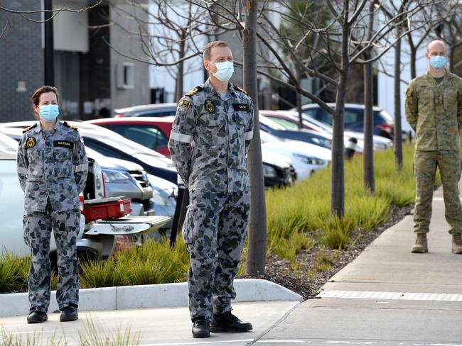 In late July, defence personnel arrived at Epping Gardens to help the response. Picture: NCA NewsWire/Andrew Henshaw