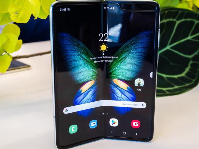 The Samsung Galaxy Fold is the first smartphone in Australia to feature a flexible display. Picture: Jennifer Dudley-Nicholson