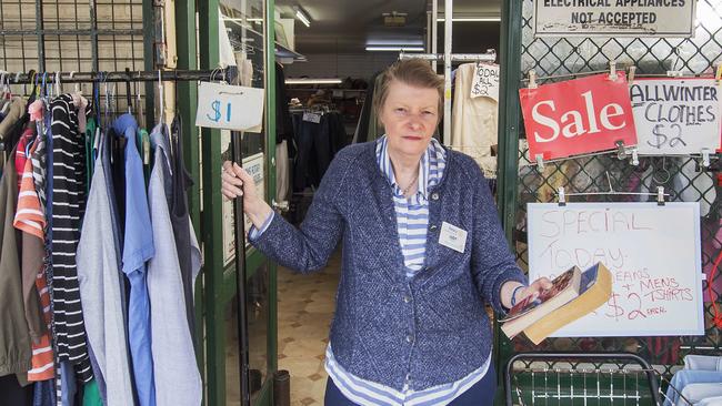 Broadmeadows Rotary Club president Judy Ellis at the group’s Glenroy opportunity shop. Picture: Rob Leeson.