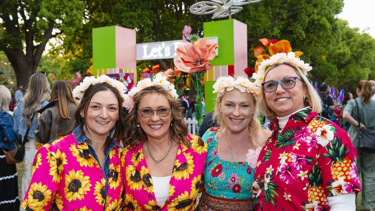 At Toowoomba Carnival of Flowers Festival of Food and Wine are (from left) Tracy Kittle, Kerri Griffin, Rebecca Cassidy and Denise Wilson, Saturday, September 14, 2024. Picture: Kevin Farmer