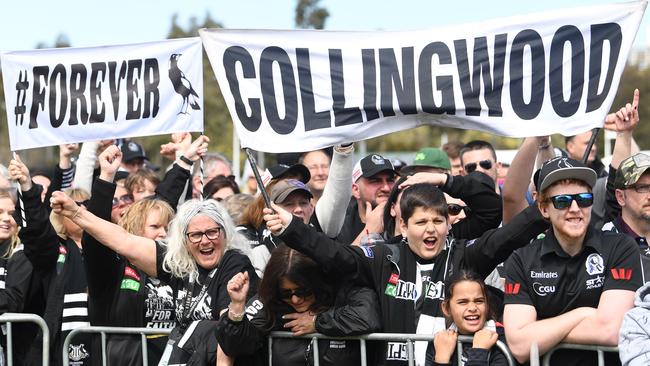 Collingwood supporters at the fan day at Olympic Park.