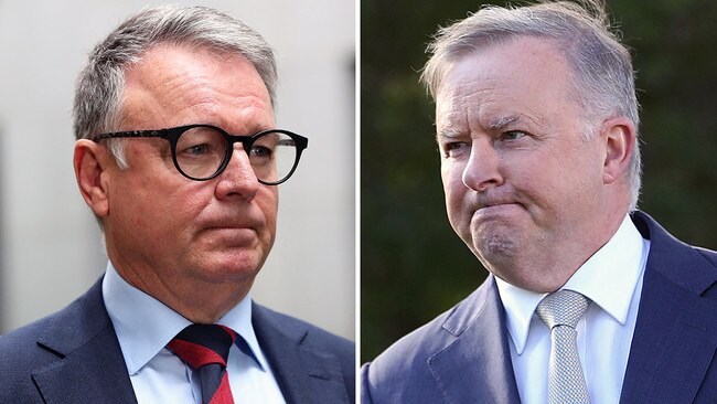 Labor's Joel Fitzgibbon and leader Anthony Albanese. Picture: Dylan Coker/Kym Smith