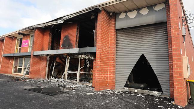 A deliberate fire at a Marleston gym is believed to be linked to the food van fire and shots fired at a home last night. Picture: AAP / Russell Millard