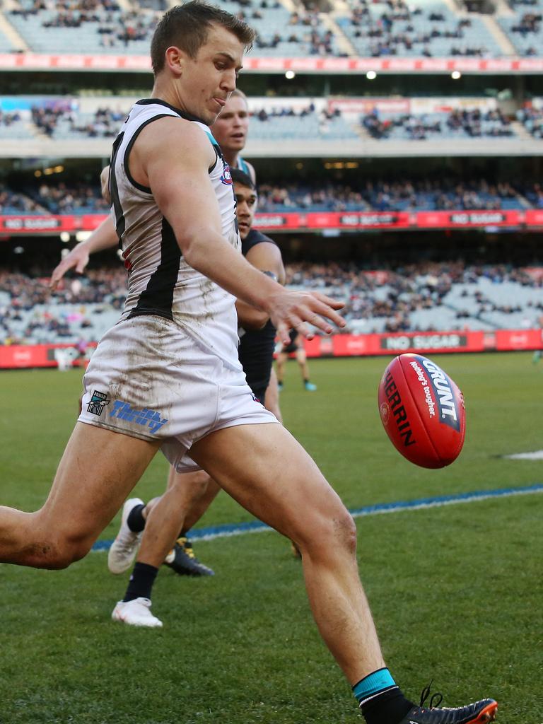 Jack Trengove playing for Port Adelaide at the MCG in 2018. Picture: Michael Klein