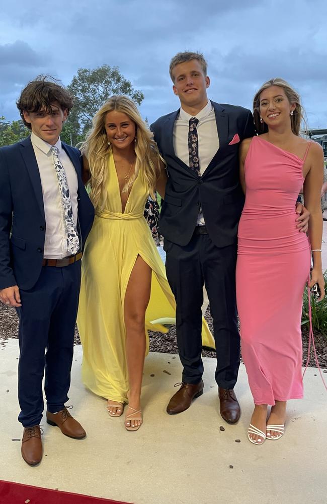 Lochie, Tayla, TJ and Mia at the 2023 Mountain Creek State High formal.