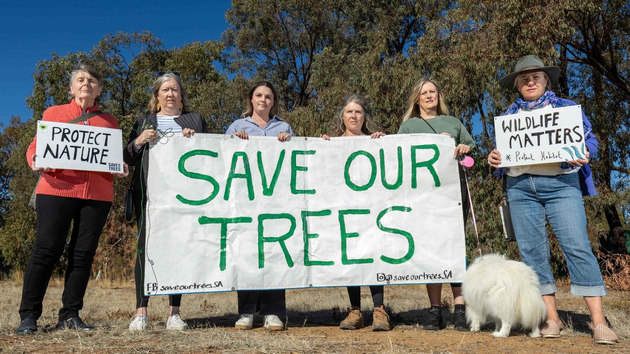 Opponents of the Tesla Battery Factory proposed for Tonsley in the Marion council area. Picture: Ben Clark