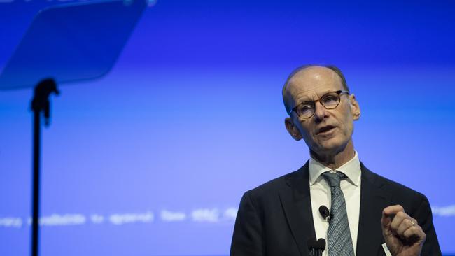 ANZ CEO Shayne Elliott speaks at the bank’s AGM. Picture: Arsineh Houspian