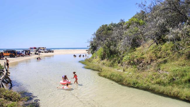 Swimmers at Eli Creek on Fraser Island. Picture: Lachie Millard