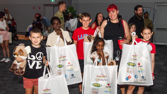 Mason, Sasha, Stella, Tyson, Annis and Sam showing off their goodie bags. Picture: Pema Tamang Pakhrin