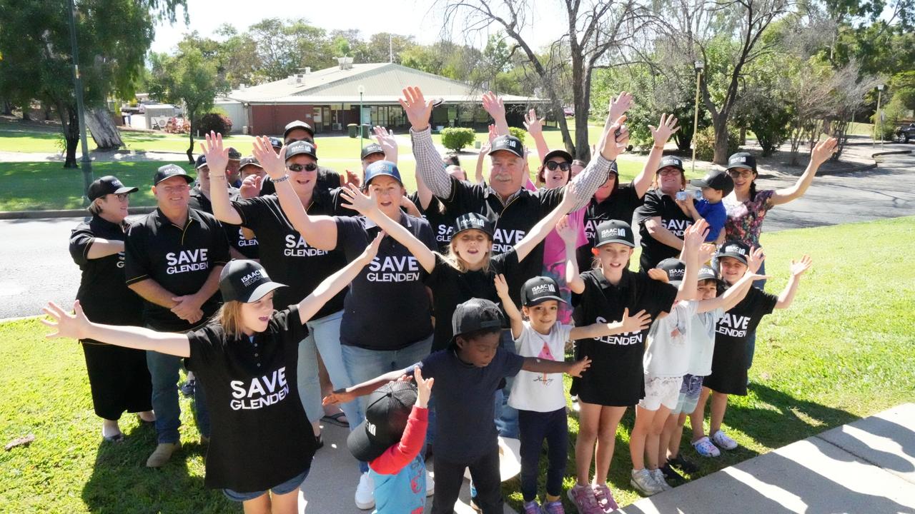 Former Isaac Mayor Anne Baker (centre) stands with Glenden residents to call out Resources Minister Scott Stewart in June, 2023. Picture: Contributed